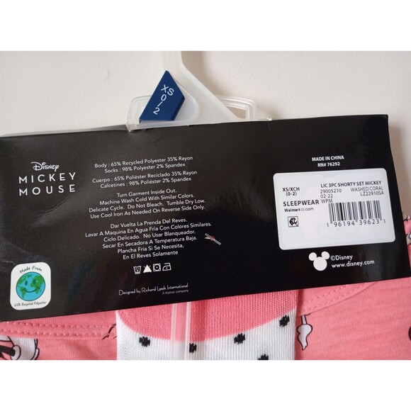 NWT Disney Mickey Mouse 3 Pc Short Sleeve Shorts Pajama Set Size XS - Picture 4 of 10